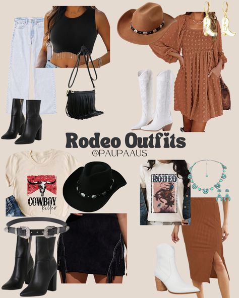 Rodeo Outfits For Women 2023, Country Stampede Outfits, Austin Rodeo Outfit, 2023 Rodeo Outfits, Country Concert Outfit Ideas Black Boots, Western Amazon Clothes, Gruene Texas Outfit, Amazon Cowgirl Outfit, Neutral Cowgirl Outfit