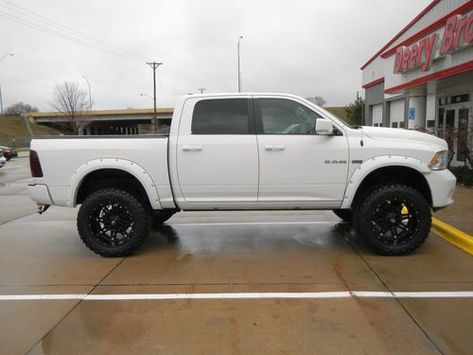 White Ram 1500, Lifted Dodge Ram 1500, Lifted Ram 1500, Lifted Dodge Ram, Lifted Ram, Truck Builds, Lifted Dodge, Truck Rims, Dodge Pickup