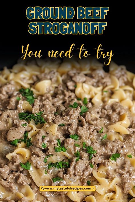 Indulge in the ultimate comfort food with this Ground Beef Stroganoff! Tender ground beef, creamy sauce, and hearty noodles come together for a satisfying dish that’s perfect for any occasion. Stroganoff With Ground Beef, Food Ground Beef, Ground Beef Stroganoff, Indulgent Food, Lean Beef, Delicious Sandwiches, Beef Stroganoff, Work Lunch, Meal Prep For The Week