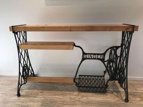 Old Sewing Machine Table Repurposed, Repurposed Coffee Bar, Sewing Machine Table Repurposed, Sewing Machine Repurposed, Singer Sewing Machine Repurposed, Ideas For Living Room Decor, Antique Sewing Machine Table, Old Sewing Machine Table, Sewing Table Repurpose