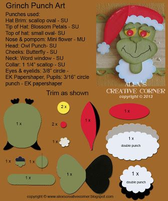 Grinch Christmas Punch Art for keith next christmas Christmas Cards Cricut, Diy Christmas Cards Cricut, Xmas Grinch, Grinch Punch, Tradition Ideas, Owl Punch Cards, Scrapbook Punches, Cards Cricut, Owl Cards