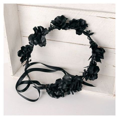 Black Flower Crown, Gothic Headband, Wedding Hair Piece, Black Rose... ❤ liked on Polyvore featuring accessories, hair accessories, headband hair accessories, rose hair accessories, rose floral crown, rose flower crown and floral crown Rose Hair Accessories, Black Flower Crown, Headband Wedding Hair, Tiara Accessories, Black Rose Flower, Pagan Wedding, Fairy Halloween Costumes, Rose Flower Crown, Wedding Hair Headband