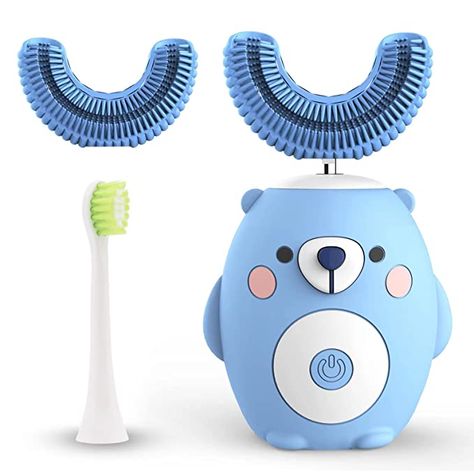 Amazon.com: Kids Electric Toothbrush, U-Shaped Ultrasonic Toddler Automatic Toothbrush with Six Smart Modes Auto Whitening Toothbrush IPX7 Waterproof Design for Children Kids Toddler 2-7 Years (Blue) : Health & Household Toothbrush Electric, Automatic Toothbrush, Modeling Design, Toothbrush Design, Kids Electric Toothbrush, Kids Toothbrush, Blue Health, Bottle Gift Tags, Baby Toothbrush