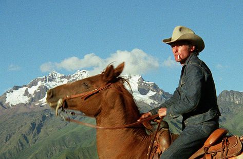 dennis hopper, cowboy on a horse with snow topped mountains in the background, 1971 retro Custard Pies, Dennis Hopper, Cowboy Aesthetic, Go Ride, John Denver, Western Movie, Bond Films, Double Denim, Baby Cowboy