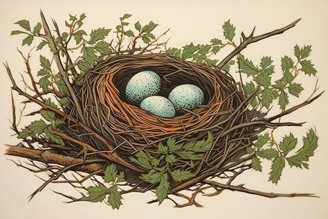 Birds Nest Illustration, Birds Nest Drawing, Bird Nest Illustration, Bird Nest Drawing, Seeds Illustration, Nest Illustration, Underglaze Ideas, Seed Illustration, Bird Nests