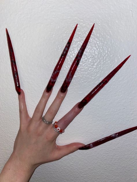 Long red valentines extendo stiletto acrylic nails Red Long Nails Acrylic, Long Sharp Acrylic Nails, Red Acrylic Nails Stiletto, Stilleto Nails Red, Long Red Stiletto Nails, Long Red Acrylic Nails, Red Stiletto Nails Designs, Nail Inspo Stiletto, Stiletto Acrylic Nails