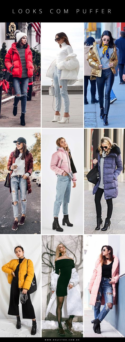 Look Puffer Jacket, Winter Puffer Parka For Streetwear, Faux Fur Puffer Outerwear For Cold Weather, Celebrity Puffer Jacket, Celebrities In Puffer Jacket, Look Office, Lit Outfits, Puffer Jacket Women, Blogger Outfits