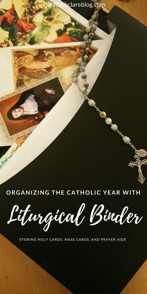 Organize, store, and use all those holy cards, mass cards, and prayer aids with a liturgical binder.  Perfect for a Catholic family altar, or home altar, or feast table! Feast Table, Catholic Printables, Catholic Christmas Gifts, Catholic Holidays, Liturgical Living, Catholic Home Altar, Altar Catholic, Home Altar Catholic, Family Altar