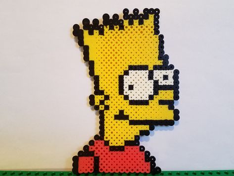 Bart Simpson Perler Beads, Perler Keychain, Simpson Cartoon, Nature Creative, Beads Patterns, Hama Beads Design, Beads Designs, Hama Beads Patterns, The Simpson