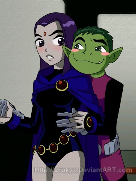 Teen Titans Beast Boy and Raven Beast Boy Costume, Teen Titans Love, Raven Beast Boy, Original Teen Titans, Teen Titans Fanart, Teen Titan, Raven Teen Titans, Arte Dc Comics, Beast Boy