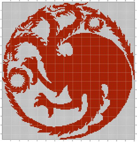 targaryen sigil Targaryen Cross Stitch, Cross Stitch Game Of Thrones, Game Of Thrones Cross Stitch Patterns, Game Of Thrones Pixel Art, Targaryen Embroidery, Game Of Thrones Cross Stitch, Targaryen Sigil, Cross Stitch Games, Crochet Game