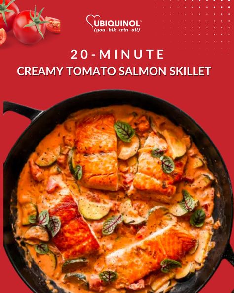 Quick, delicious, and oh-so-healthy! Swipe away dinner dilemmas with this easy 20-Minute Creamy Tomato Salmon Skillet #HealthyEating #SalmonRecipe #QuickDinner #EasyRecipes #HealthyLiving Easy Salmon Dinner, Salmon Skillet, Salmon Dinner, Easy Salmon, Salmon Fillets, Creamy Sauce, Italian Seasoning, Salmon Recipes, Quick Dinner