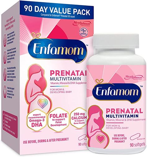 Enfamom Prenatal Multivitamin Supplement for Pregnant and Lactating Women from Enfamil, 90 Softgels, Omega-3 DHA + Folate (as Folic Acid) + Calcium + Iron + Zinc + Biotin + Vitamin D + Vitamin C Prenatal Development, Best Magnesium Supplement, Best Magnesium, D Vitamin, Baby Vitamins, Calcium Vitamins, Fetal Development, Prenatal Vitamins, Supplements For Women