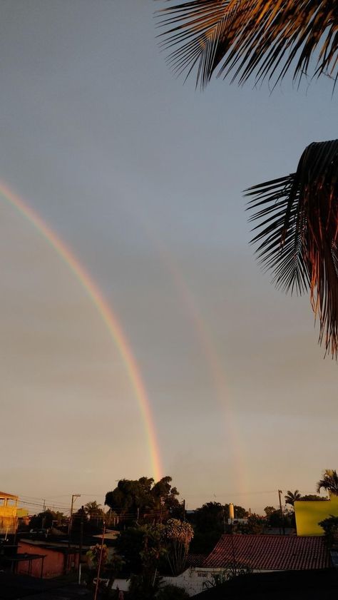 Rainbow In Sky Nature, Gifs Icons, Rainbow Pictures, Pretty Views, Random Aesthetics, Brazil Travel, Double Rainbow, Rainbow Sky, Rainbow Aesthetic