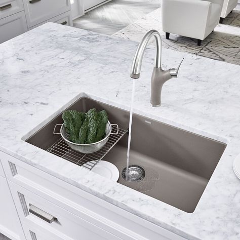 Blanco Precis Silgranit 32" L x 19" W Undermount Kitchen Sink & Reviews | Perigold Blanco Silgranit Sink, Kitchen Sink Remodel, Silgranit Kitchen Sink, Granite Composite Kitchen Sink, Transitional Kitchens, Silgranit Sink, Floating Sink, Kitchen Planning, Kitchens Cabinets