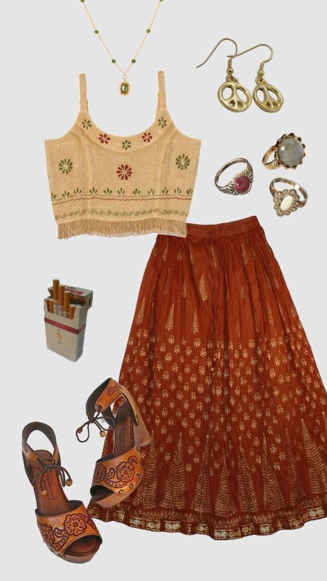 Hippie outfit inspo #outfitinspo #hippievibes #hippieaesthetic #hippieoutfit #boho Boho Aesthetic Outfit, Hippie Clothes Aesthetic, Hippie Outfit Inspo, Hippie Boho Outfits, Indie Outfit Inspo, Outfit Hippie, Hippie Style Clothing, Simple Trendy Outfits, Hippie Outfits