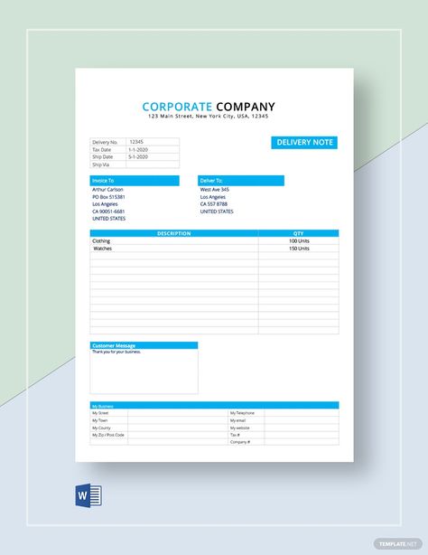 Delivery Note Template, Standard Operating Procedure Examples, Dr Note For Work, Letterhead Design Inspiration, Employment Form, Packing List Template, Business Thank You Notes, Thank You Note Template, Invoice Template Word