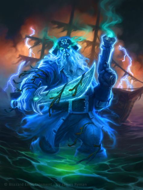 Captain Shivers for Hearthstone by namesjames Ghost Pirate Art, Pirates Artwork, Pirate Ship Concept Art, Pirate Ghost, Fantasy Pirate, Hearthstone Artwork, Ghost Pirate, Karl Kopinski, Image Pixel Art