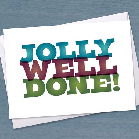 Congratulations Card - "Jolly Well Done",  Graduation Card, Well done in your exams, Driving test card, GCSEs, A-Level, Typographic https://www.etsy.com/listing/535066970/congratulations-card-jolly-well-done?utm_source=crowdfire&utm_medium=api&utm_campaign=api Well Done Team, Driving Test Card, Team Images, A Level, Ultra White, Graduation Card, Test Card, Graduation Cards, Well Done