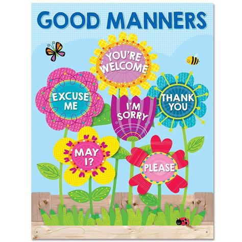 Charts For Grade 1 Classroom, Classroom Rules Charts For Preschool, Classroom Rules Chart Ideas, Charts For Classroom Ideas, Garden Of Good Manners, Good Manners Chart, Classroom Rules Chart, Manners Chart, Manners Activities