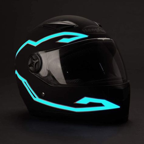 Night Riding Signal Helmet EL Light, 3 Mode Led Helmet Light Strip Decoration Accessories Kit for Motorcycle (Ice Blue,Battery Powered) Green Motorcycle Helmet, Green Motorcycle, Motorcycle Led Lighting, Stylish Bike, Night Riding, Helmet Light, Motorbike Helmet, Pretty Bike, Led Light Strip