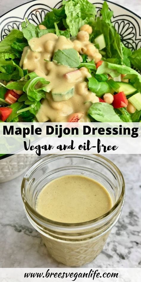 Minimal Meals, Plant Based Salad Dressing, Dijon Salad, Maple Dijon Dressing, Vegan Salad Dressing Recipes, Vegan Dressings, Oil Free Salad Dressing, Creamy Dijon, Dijon Dressing