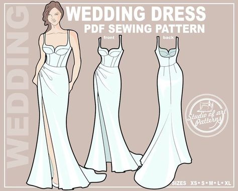 Unlock a world of endless fashion possibilities with our premium sewing patterns download. From trendy garments to timeless classics, our curated collection features a vast array of designs to elevate your sewing skills and ignite your creativity.. #patternsforsewing #patterns #sewing #creativityinsewing Wedding Dresses For Tall Women, Wedding Dress Sewing Pattern, Fairy Wedding Dresses, Pattern Wedding Dress, Sewing Dress Patterns, Bridal Sewing Patterns, Evening Gown Pattern, Wedding Dress Sewing Patterns, Wedding Dress Sewing