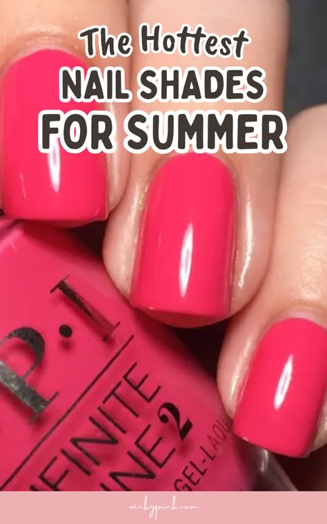 This post has all the best Summer Nail Color Ideas for 2024! From pastels, blues, and party pink shades there are so many great shades for your next summer nail inspo. Gel Polish Colors Summer 2024, Best Nail Color For Summer 2024, Nail Ideas Summer Colors, Short Nail Manicure Summer, Cute Summer Nail Colors Gel, Top Summer Nail Colors 2024, Nails Colors Summer 2024, Pedicure Nail Colors Summer 2024, Late Summer Nail Colors 2024