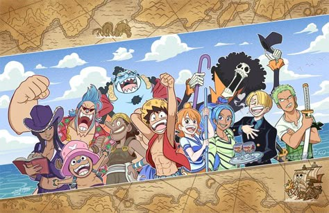 Strawhat Crew Fanart, Straw Hats Fanart, Strawhat Pirates, Straw Hats, Straw Hat Crew Drawing, Straw Hat Pirates, Straw Hat Pirates Fanart, Straw Hats One Piece Wallpaper, Straw Hats One Piece Fanart