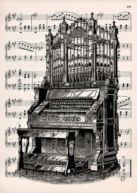 Old Piano, Organ Music, Sheet Music Art, Pipe Organ, Music Of The Night, Music Drawings, Want To Draw, Musical Art, Musical Notes