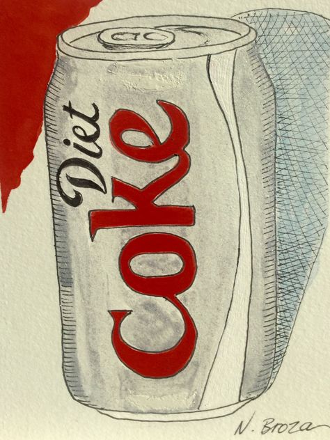 Diet Coke can drawing with watercolor Coca Cola Bottle Drawing, Cola Bottle Drawing, Coca Cola Drawing, Bottle Drawing, Cola Bottle, Drawing Simple, Coca Cola Bottle, Diet Coke, Drawing Easy