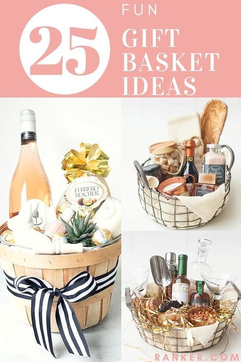 Great ideas for gift baskets! Gift baskets are a perfect, easy throw-together gift idea for Christmas or any occasion! Check out this list of ideas and themes for a great gift basket #Christmaslist #Christmasgifts #Giftbaskets Ideas For Gift Baskets, Best Gift Baskets, Gift Baskets For Women, Christmas Gift Basket Ideas, Gift For Mom Christmas, Wine Gift Baskets, Themed Gift Baskets, Wine Baskets, Diy Gift Baskets