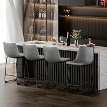 Chairs For Kitchen Island, Grey Kitchen Island, Coffee Room, Stools For Kitchen Island, Gray Dining Chairs, Bar Stools With Backs, Leather Stool, Home Bar Furniture, Modern Stools