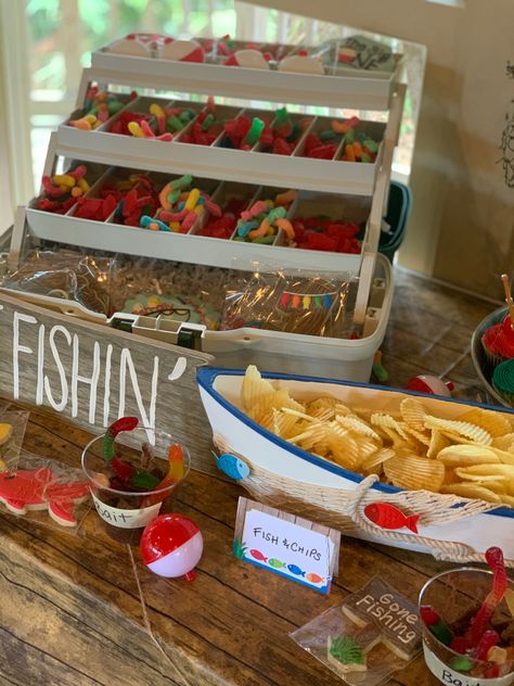 Bass Pro Shop Birthday Party, Fishing Birthday Theme, Fishing Themed Birthday Party, First Bday Ideas, Fishing Birthday Party, O Fish Ally, Two Birthday, Bass Pro Shop, 6 Birthday