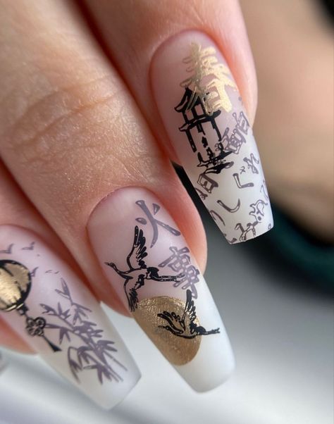 Nails For Japan Trip, Tokyo Nail Art, Japan Nails, Japan Nail Art, Nail Halloween, Halloween Nail Art Ideas, Japan Nail, Kids Pop, Anime Nails