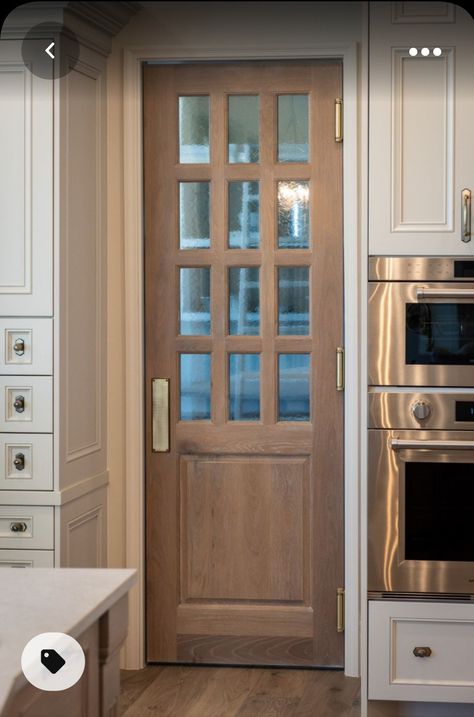 Swinging Doors Kitchen, Kitchen Pantry Doors, House Pantry, Glass Pantry Door, Perfect Pantry, Pantry Remodel, Kitchen Pantry Design, Kitchen Pantry Cabinets, Swinging Doors