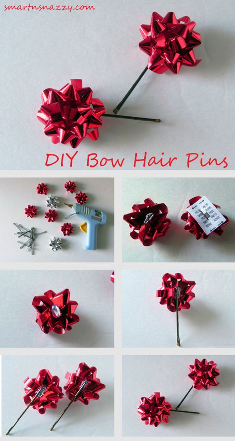 Smart n Snazzy: 12 DIYs of Christmas ~ Day 1 ~ DIY Bow Hair Pins Pins Diy, Christmas Bows Diy, Diy Ugly Christmas Sweater, Ugly Xmas Sweater, Tacky Christmas, Christmas Sweater Party, Ugly Christmas Sweater Party, 12 December, Christmas Hair