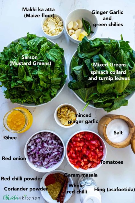 Sarson ka Saag - Shweta in the Kitchen Punjabi Saag Recipe, Saag Recipe, How To Cook Greens, Tummy Yummy, Punjabi Food, Veg Dishes, Whole Food Diet, Mustard Greens, 7 Minutes