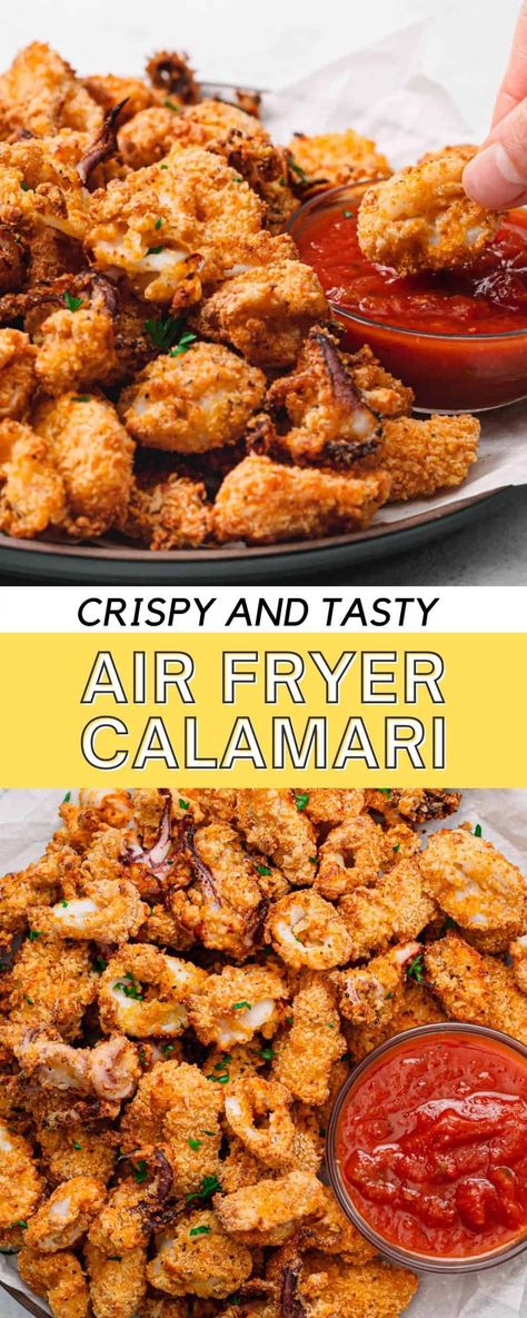 Homemade Calamari Air Fryer, Squid Heads Recipe, Homemade Fried Calamari, Airfry Calamari, Airfryer Squid, Spicy Calamari Recipes, Healthy Calamari Recipes, Fresh Calamari Recipes, Octopus Recipes Air Fryer