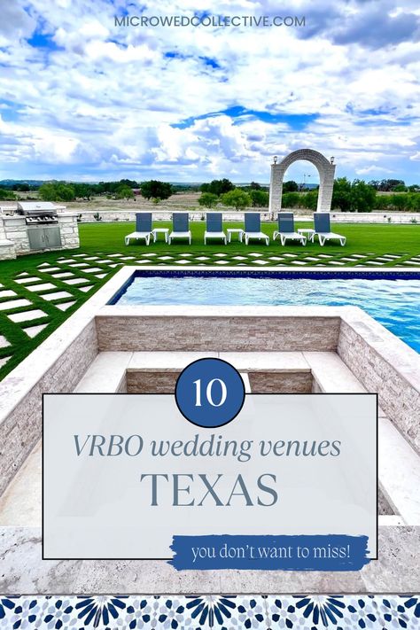 Airbnb and VRBO wedding venues in Texas that are perfect for your intimate celebration. Vacation rentals for small weddings are all the rage right now and for good reason. Thye have beautiful options and are totally affordable! Check out these rentals in Texas.

#airbnbwedding #texaswedding #airbnbweddingvenues Airbnb Wedding Venues Texas, Wedding Venues Dfw Texas, Vrbo Wedding Venues, Vrbo Wedding, Wedding Venues In Texas, Small Wedding Venues, Texas Vacation, Airbnb Wedding, Smallest Wedding Venue