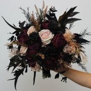 Persephone Wedding, Bridesmaid Hair Flowers, Bouquet Fall Wedding, Faux Flowers Wedding, Arch Arrangement, Faux Bouquet, Floral Hair Wreath, Dark Wedding Theme, Black Bouquet