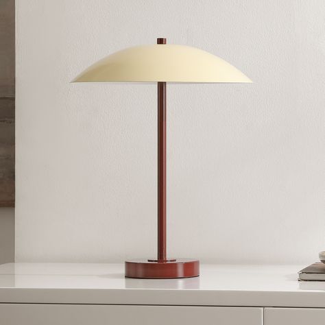 Red Lamp, Dining Room Design Ideas, Brown House, Deck Box Storage, Metal Table Lamp, Metal Table Lamps, Bathtub Accessories, Led Table, Primary Bedroom