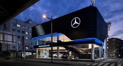 The new Mercedes-Benz dealership also includes a service center for EVs. Mercedes Dealership, Auto Service Center, Dealership Showroom, Mercedes Models, Mercedes Benz 300, Yamaha Motor, Car Showroom, New Mercedes, Bike Repair