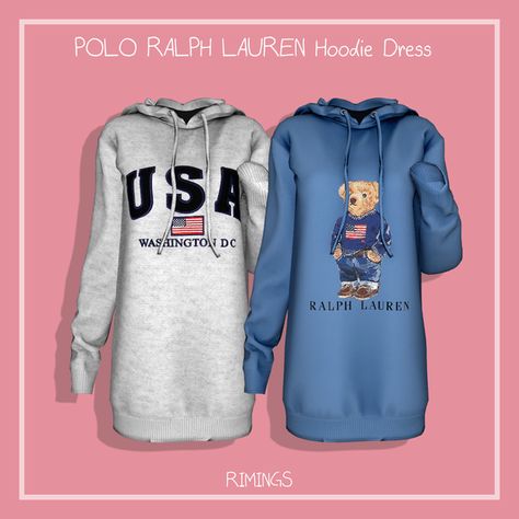 [RIMINGS] POLO RALPH LAUREN Hoodie Dress | RIMINGS on Patreon Sims 4 Cc Female, Ts4 Clothes, Sims 4 Male, Polo Ralph Lauren Hoodie, Sims 4 Mods Cc, Sims 4 Cc Clothes, Sims 4 Gameplay, Ralph Lauren Hoodie, Sims Clothes