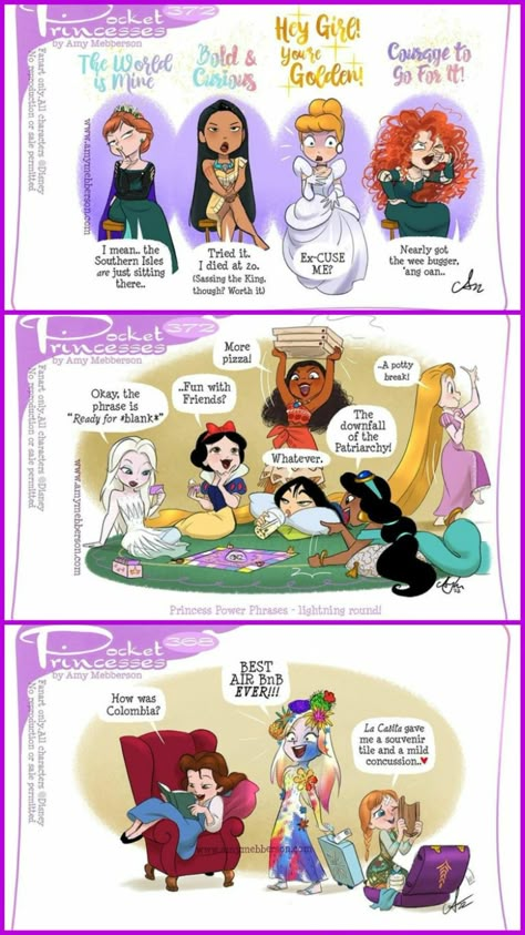 Disney Princesses As Parents, New Pocket Princess, Funny Disney Pictures, Disney Funny Memes Humor, Girl Problems Funny Comics, Pocket Princess Comics, Disney Princess Comics, Funny Princess Memes, If Disney Princesses Were Pregnant