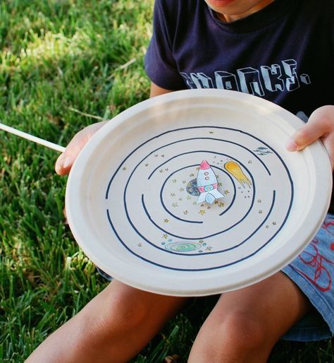 A-MAZE-ING:  DIY Paper Plate Magnet Maze  — Cakies Magnet Maze, Space Decals, Outer Space Theme, Summer Reading Program, Space Party, Program Ideas, Science Experiments Kids, Science Fair, Space Theme