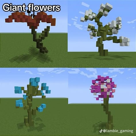 Flower Biome Minecraft, Giant Flower Minecraft Build, Minecraft Big Flowers Build, Mushroom Minecraft Ideas, Big Minecraft Flowers, Minecraft Fairy Farm, Minecraft Flower Village, Minecraft Big Flowers, Minecraft Fantasy Base