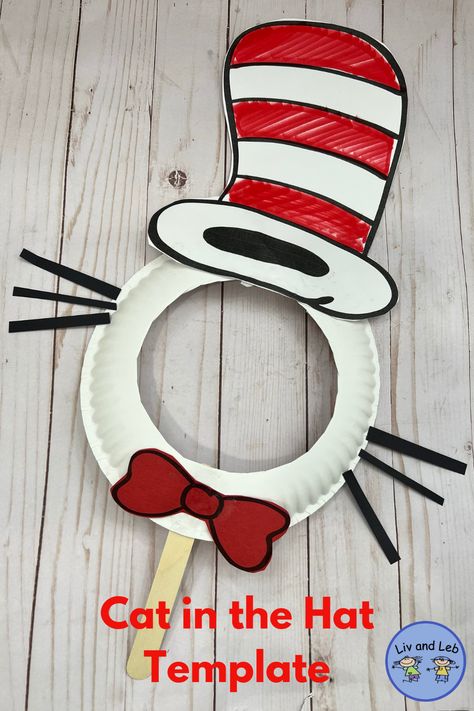 Celebrate Dr. Seuss day with Cat in the Hat template! Cat In The Hat Template, Cat In The Hat Craft, Seuss Snacks, Dr Seuss Classroom Theme, Dr Seuss Snacks, Dr Seuss Preschool Activities, Dr Seuss Art, Dr Seuss Preschool, Dr Seuss Classroom