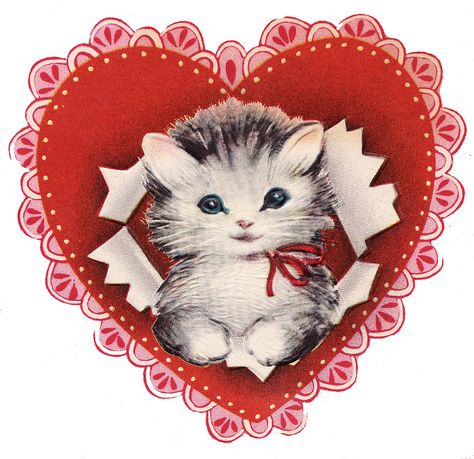 Lovecore Art, Heart Posters, Kitten Stickers, Art Mignon, Cat Heart, Heart Icon, Red Icons:), My Funny Valentine, Room Deco