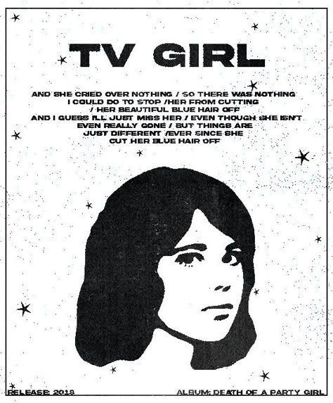 Tv Girl Poster Prints, Poster Prints Tv Girl, Tv Girl Poster Aesthetic, Tvgirlband Poster, Blue Hair Tv Girl, Grunge Home Decor, Tv Girl Band, Tv Girl Poster, Tv Girl Wallpaper